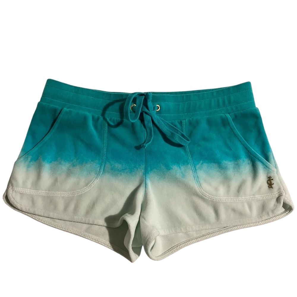 Vintage Y2K Juicy Couture Velour Blue and White Ombre Shorts